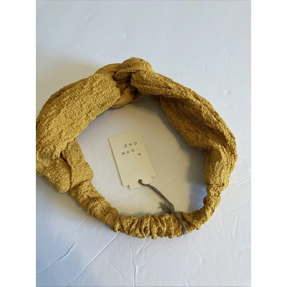 Pleated Textured Yellow Gold Twist Headwrap A New Day Hair Accessory C833